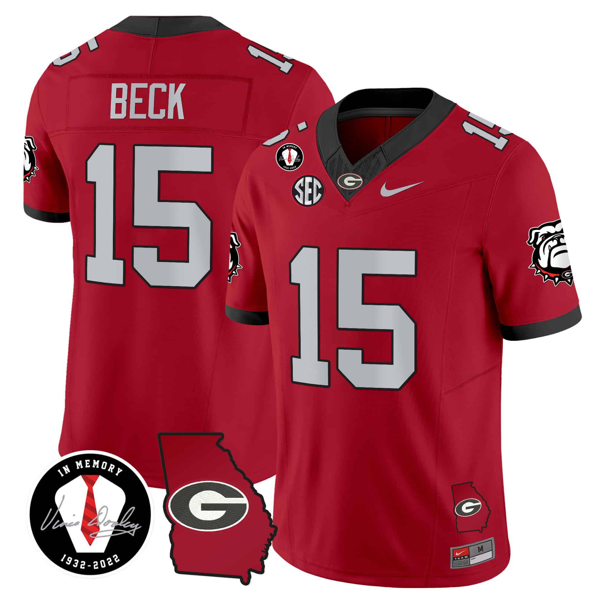 Men Georgia Bulldogs #15 Beck Red 2024 Nike Vapor NCAA Jersey